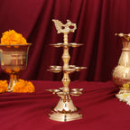Brass Peacock Three Tier Lamp (9.5 Inch) Vedansh Craft