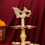 Brass Peacock Three Tier Lamp (9.5 Inch) Vedansh Craft