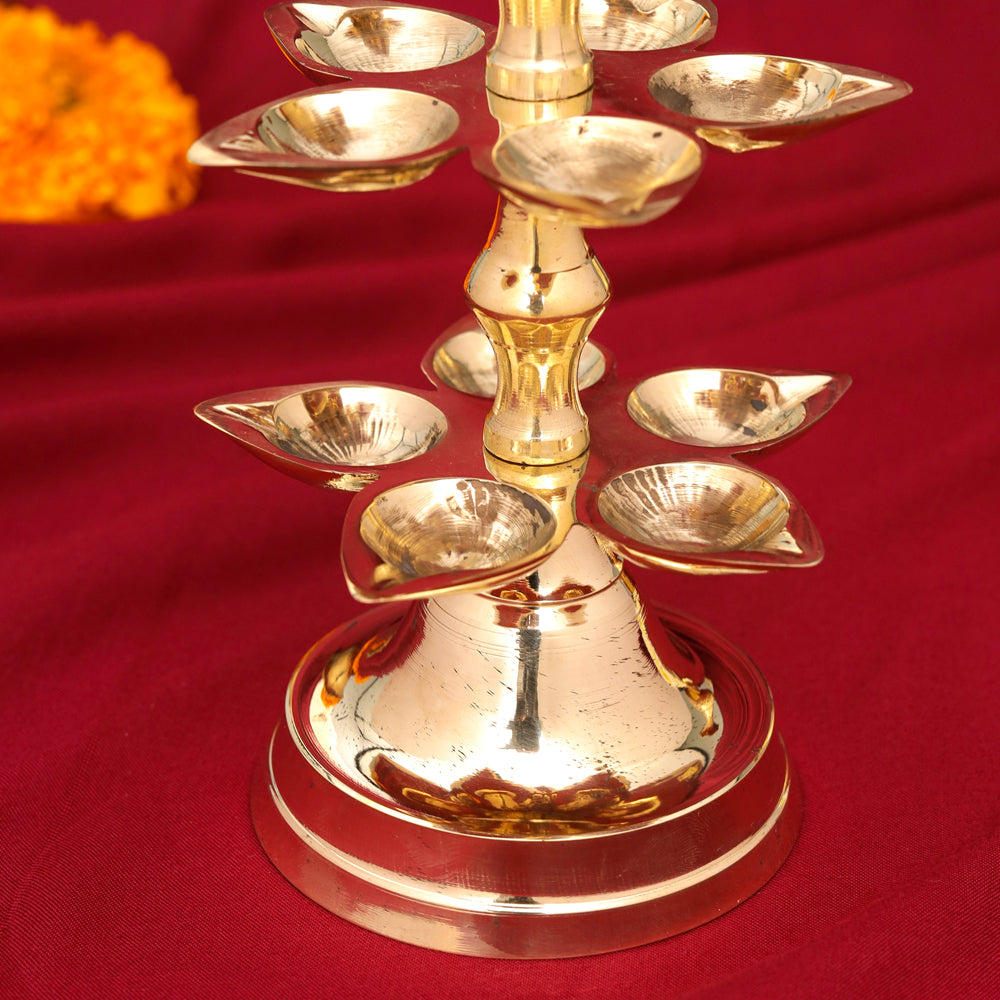 Brass Peacock Three Tier Lamp (9.5 Inch) Vedansh Craft