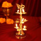 Brass Peacock Three Tier Lamp (9.5 Inch) Vedansh Craft