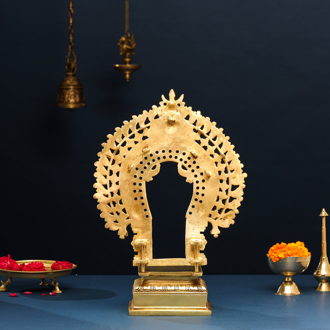 Brass Singhasan With Prabhavali Craft (18 Inch) Vedansh Craft