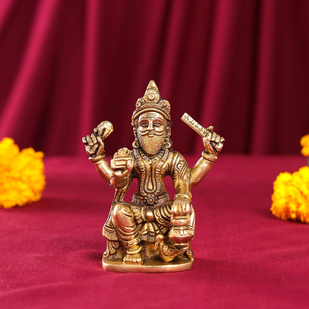 Brass Lord Vishwakarma Idol (4.5 Inch) Vedansh Craft