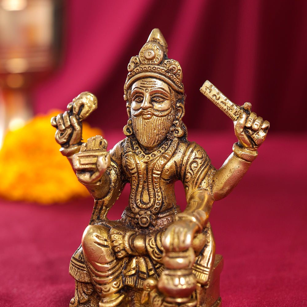 Brass Lord Vishwakarma Idol (4.5 Inch) Vedansh Craft