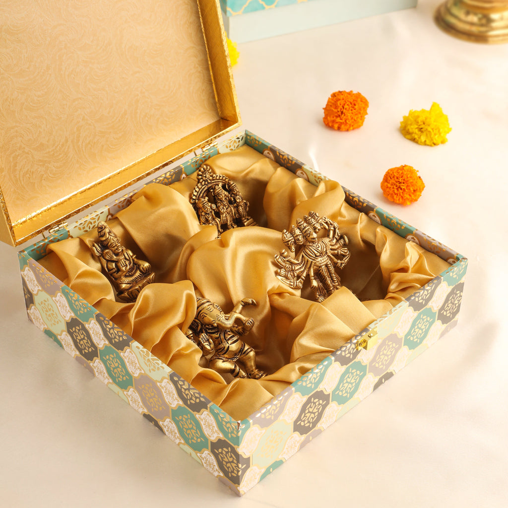 Brass Ganesha , Ram Darbar, Shiva & Hanuman Idol House Warming Gift Hamper Vedansh Craft