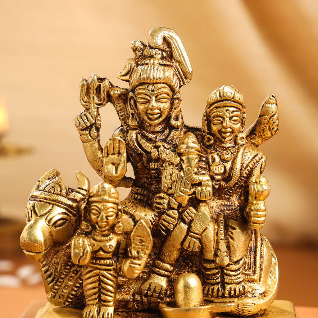Brass Shiva Family Idol (4 Inch) Vedansh Craft