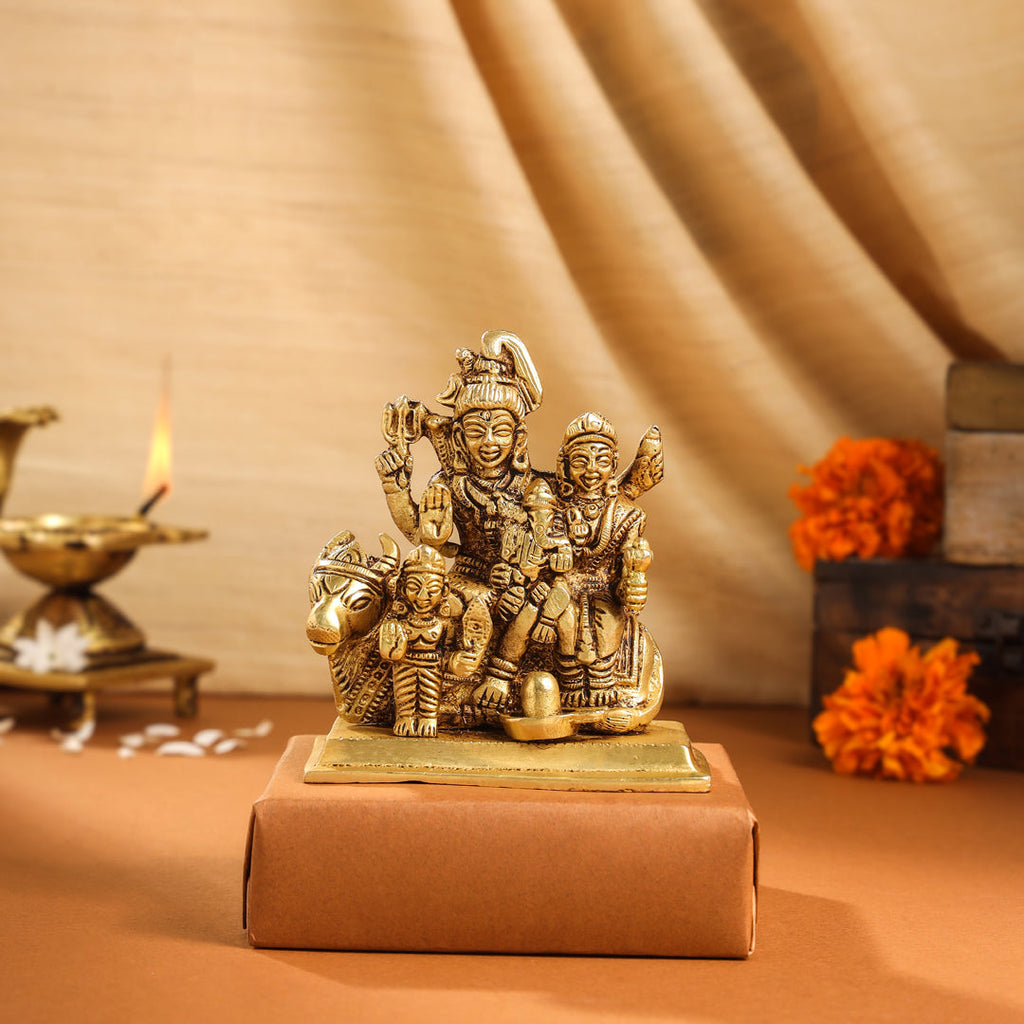 Brass Shiva Family Idol (4 Inch) Vedansh Craft