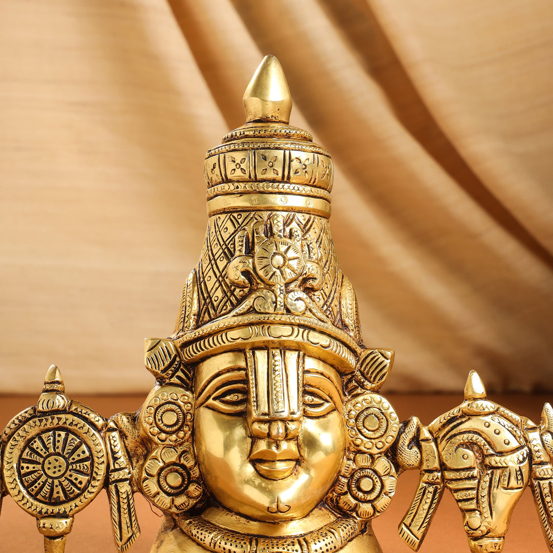 Brass Tirupati Balaji/Venkateshwar Bust (7.5 Inch) Vedansh Craft