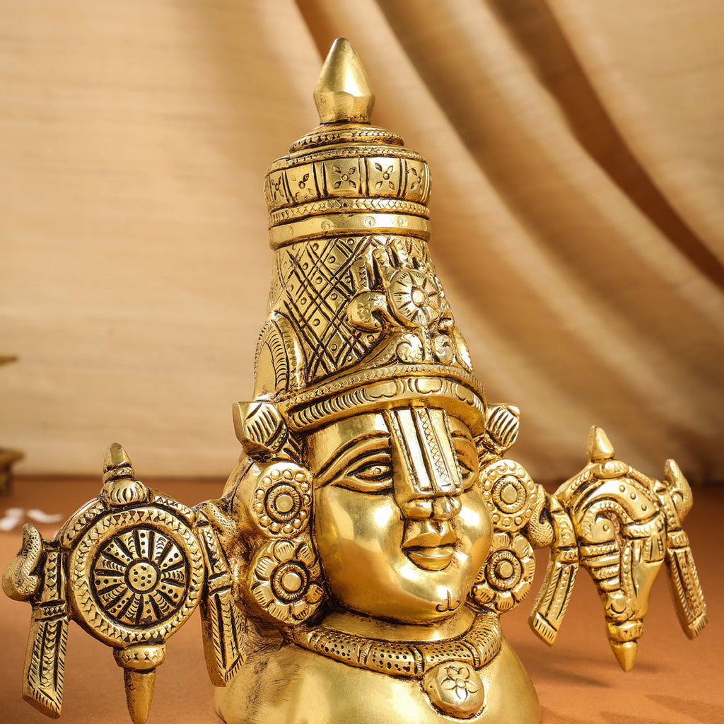 Brass Tirupati Balaji/Venkateshwar Bust (7.5 Inch) Vedansh Craft