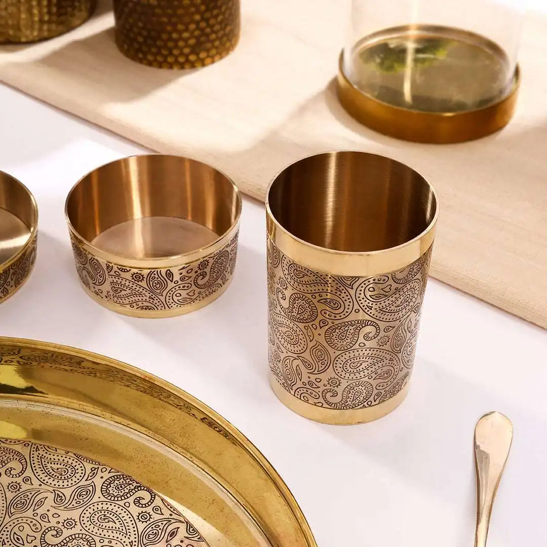 Brass Design Thali/Dinner Set (1.3 Kg) Vedansh Craft