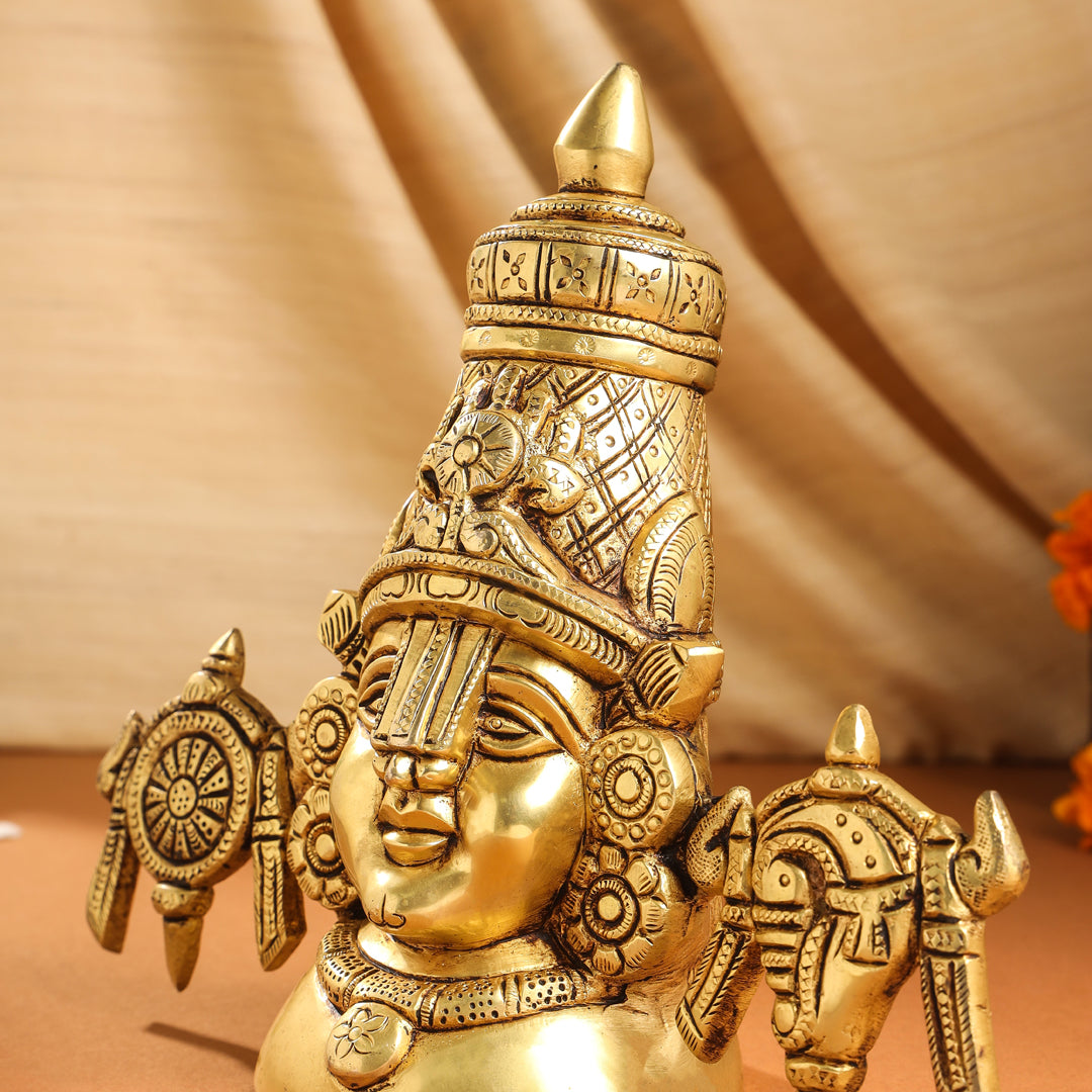 Brass Tirupati Balaji/Venkateshwar Bust (7.5 Inch) Vedansh Craft