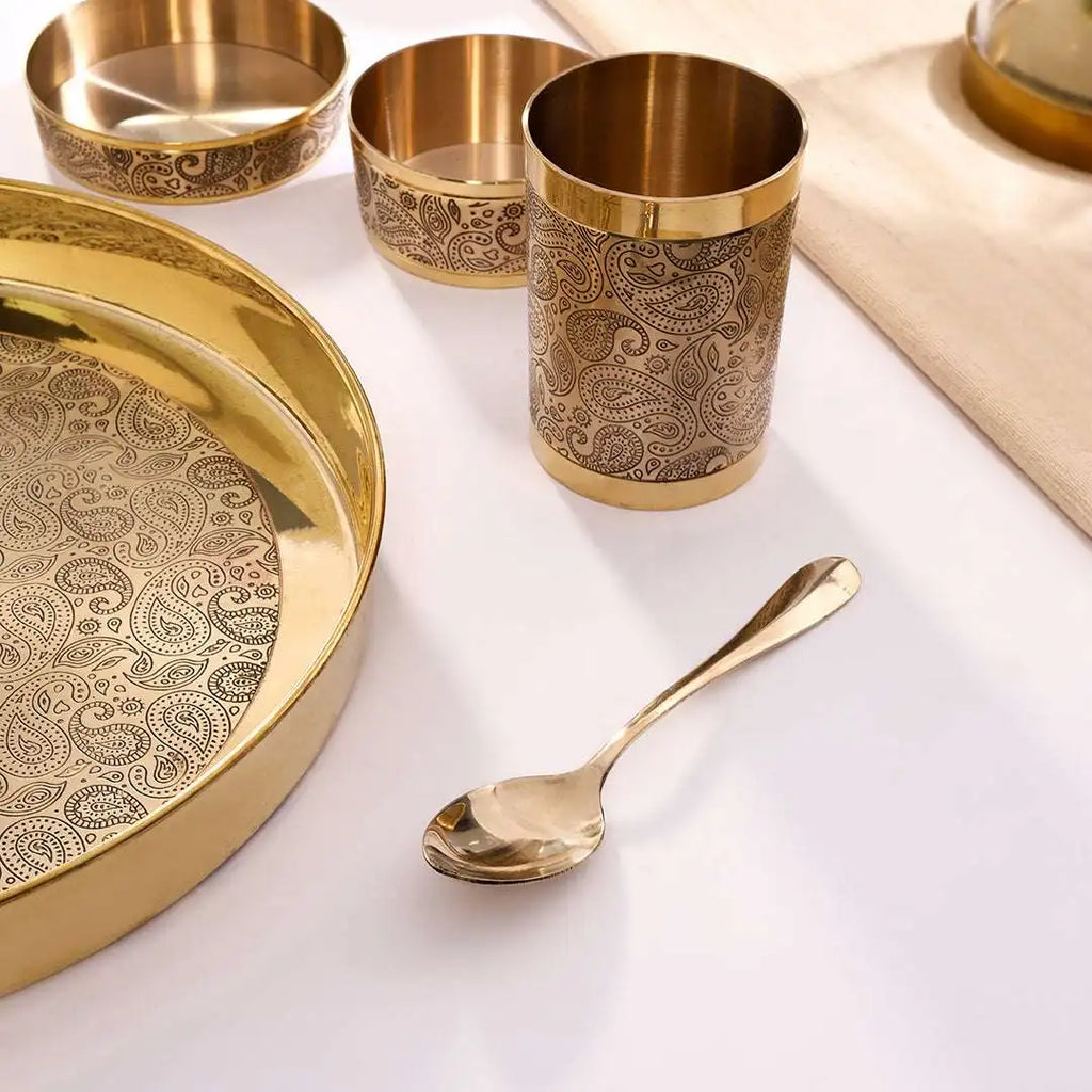 Brass Design Thali/Dinner Set (1.3 Kg) Vedansh Craft