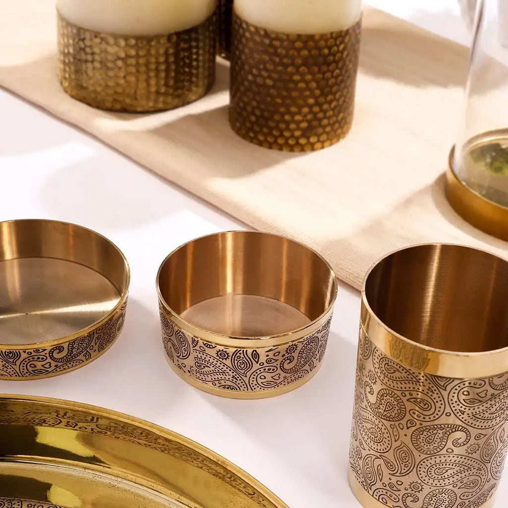 Brass Design Thali/Dinner Set (1.3 Kg) Vedansh Craft