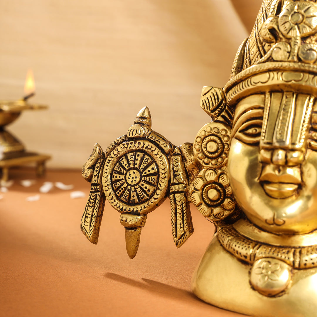 Brass Tirupati Balaji/Venkateshwar Bust (7.5 Inch) Vedansh Craft