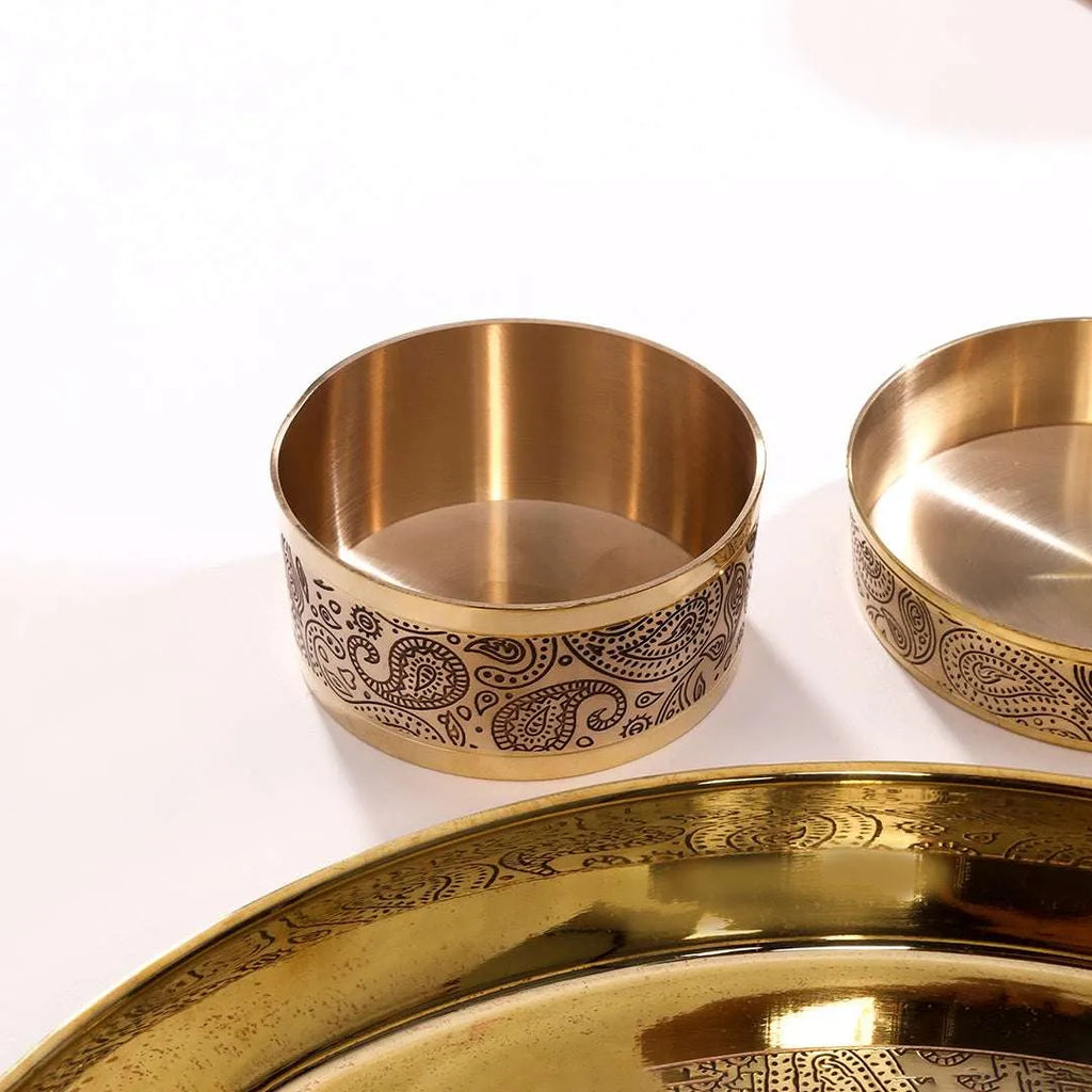 Brass Design Thali/Dinner Set (1.3 Kg) Vedansh Craft