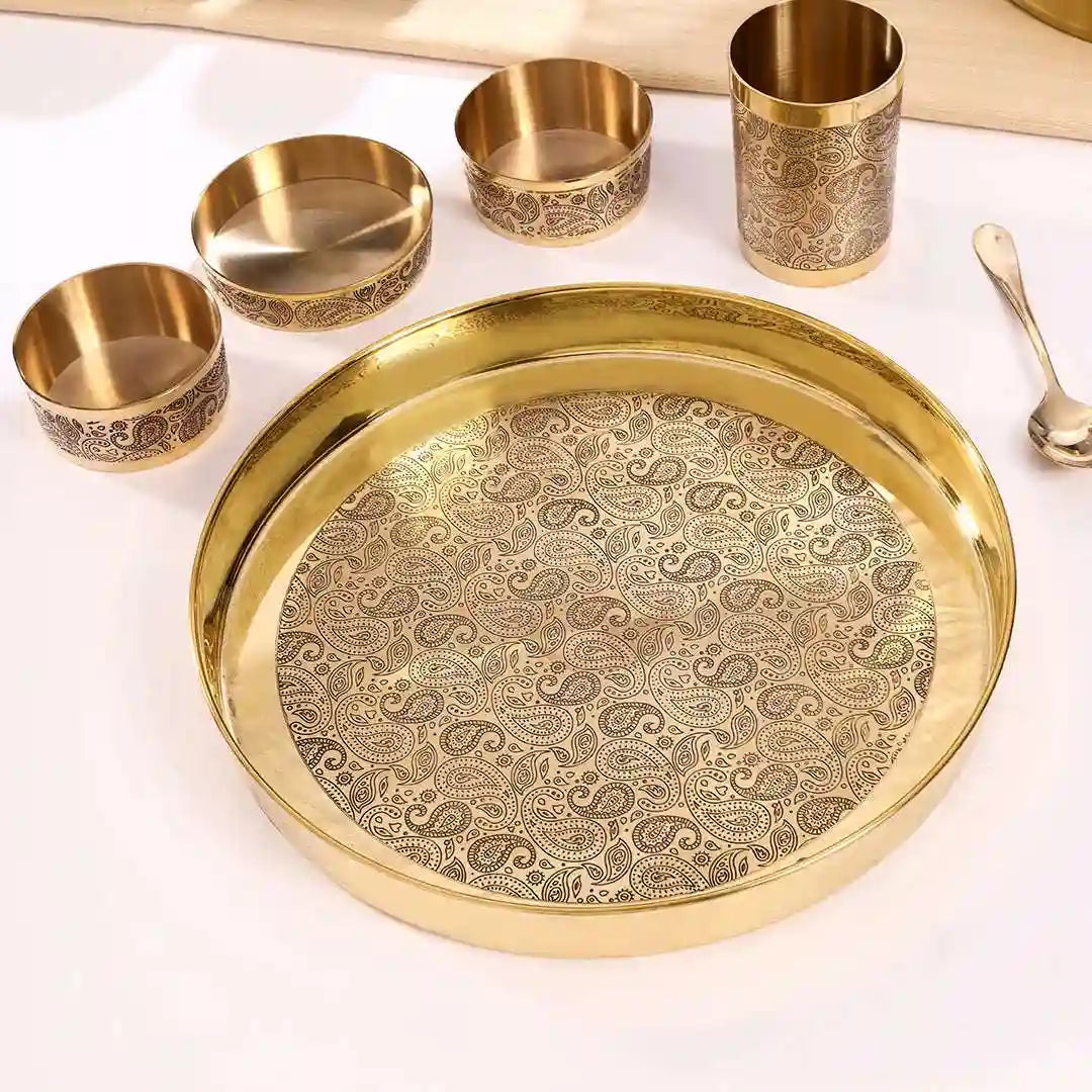 Brass Design Thali/Dinner Set (1.3 Kg) Vedansh Craft