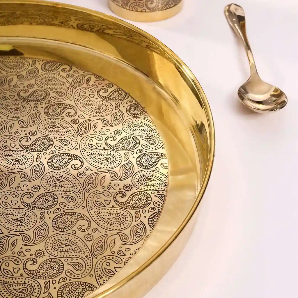Brass Design Thali/Dinner Set (1.3 Kg) Vedansh Craft