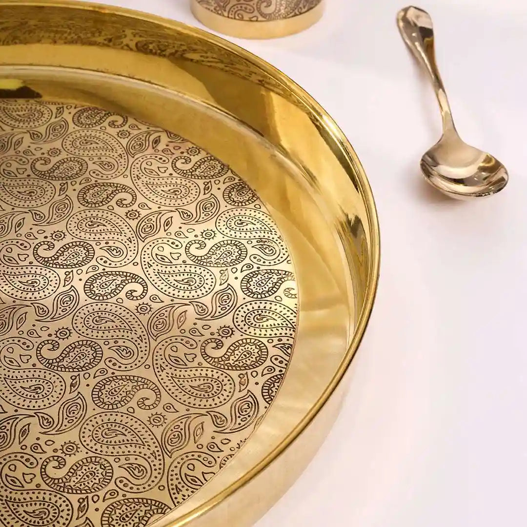 Brass Design Thali/Dinner Set (1.3 Kg) Vedansh Craft
