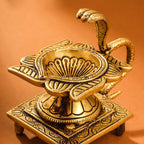 Brass Snake/Naag Tulsi diya (4 Inch) Vedansh Craft