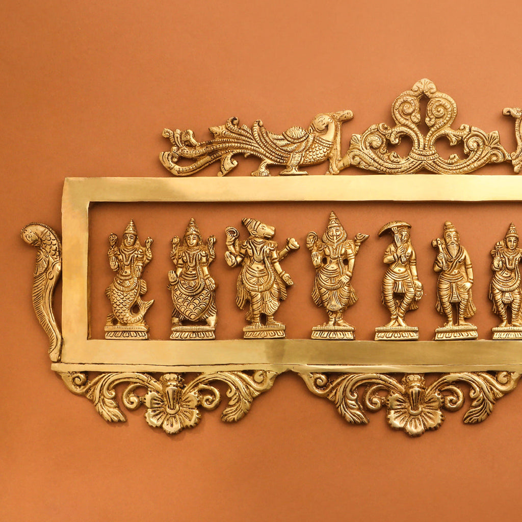 BRASS Dashavatara / VISHNU AVATAR WALL HANGING (11.5") Vedansh Craft