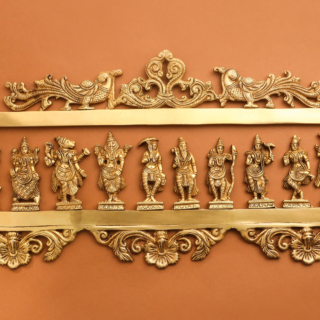 BRASS Dashavatara / VISHNU AVATAR WALL HANGING (11.5") Vedansh Craft