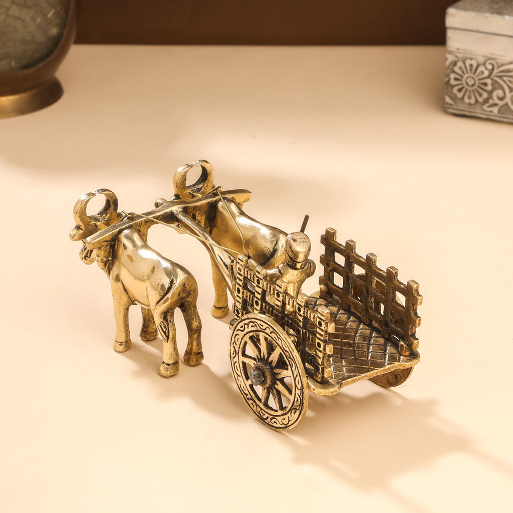 Brass Double Bullock Cart (3 Inch) Vedansh Craft