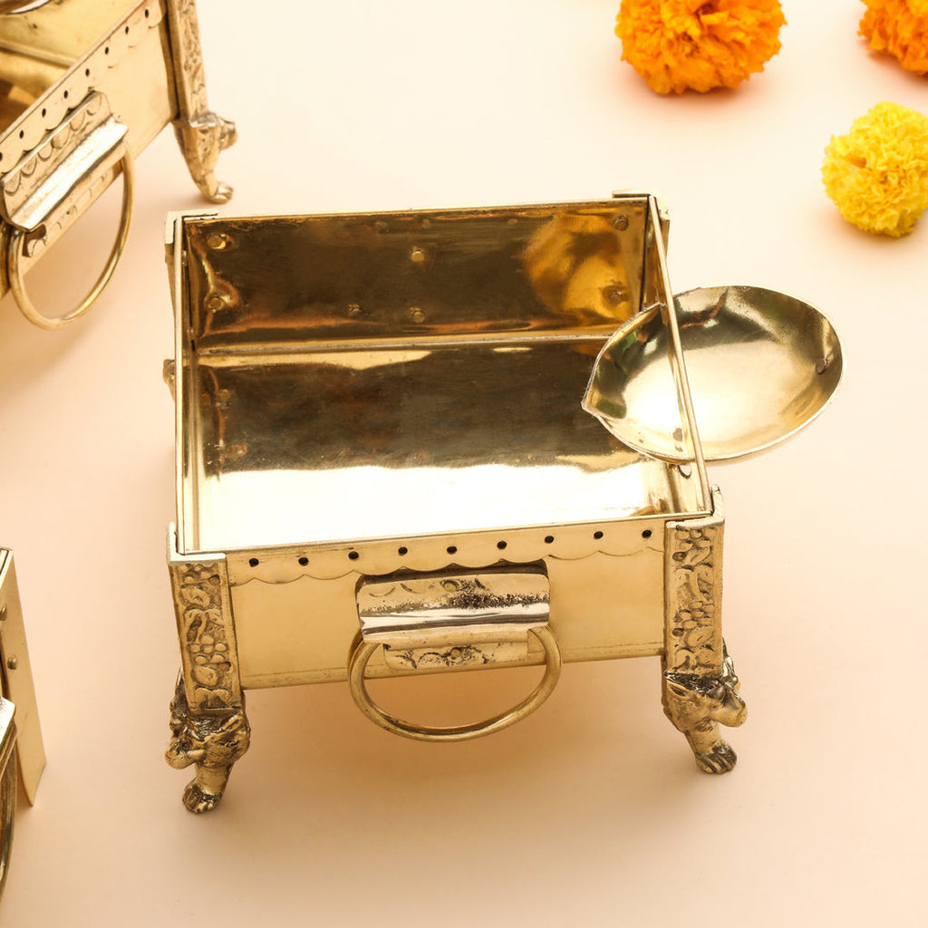 Brass Hawan Kund Akhand Jyot With Diya Vedansh Craft