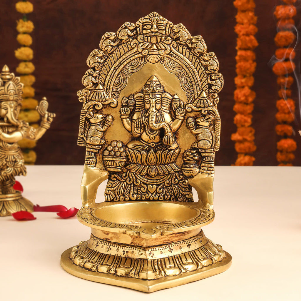 Brass Ganesha Diya (10.5 Inch) Vedansh Craft