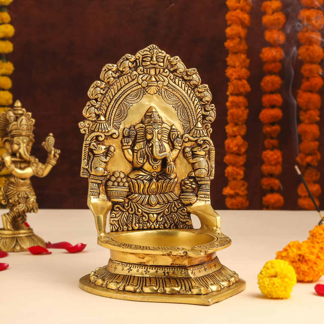 Brass Ganesha Diya (10.5 Inch) Vedansh Craft