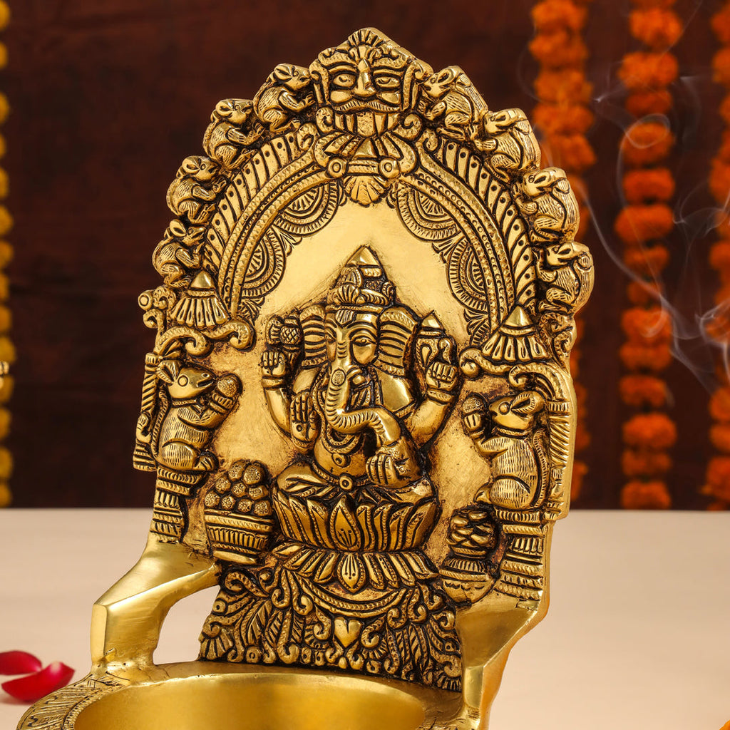 Brass Ganesha Diya (10.5 Inch) Vedansh Craft