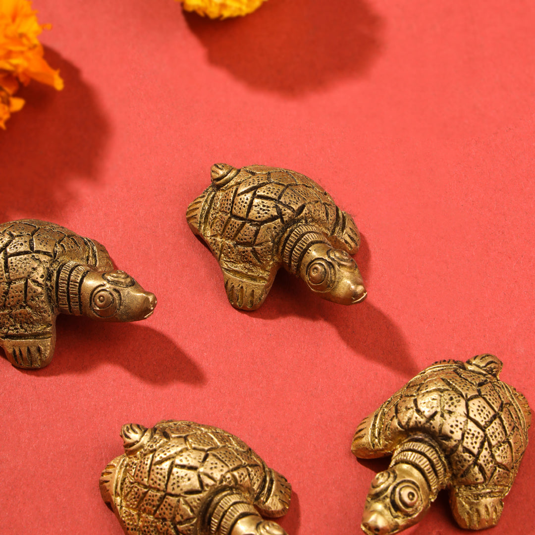 Brass Tortoise Vastu/Feng Shui Set Of Four (0.5 Inch) Vedansh Craft