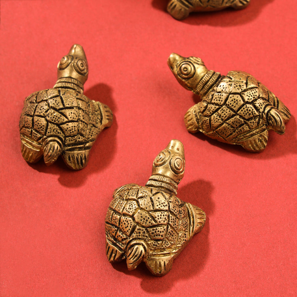 Brass Tortoise Vastu/Feng Shui Set Of Four (0.5 Inch) Vedansh Craft
