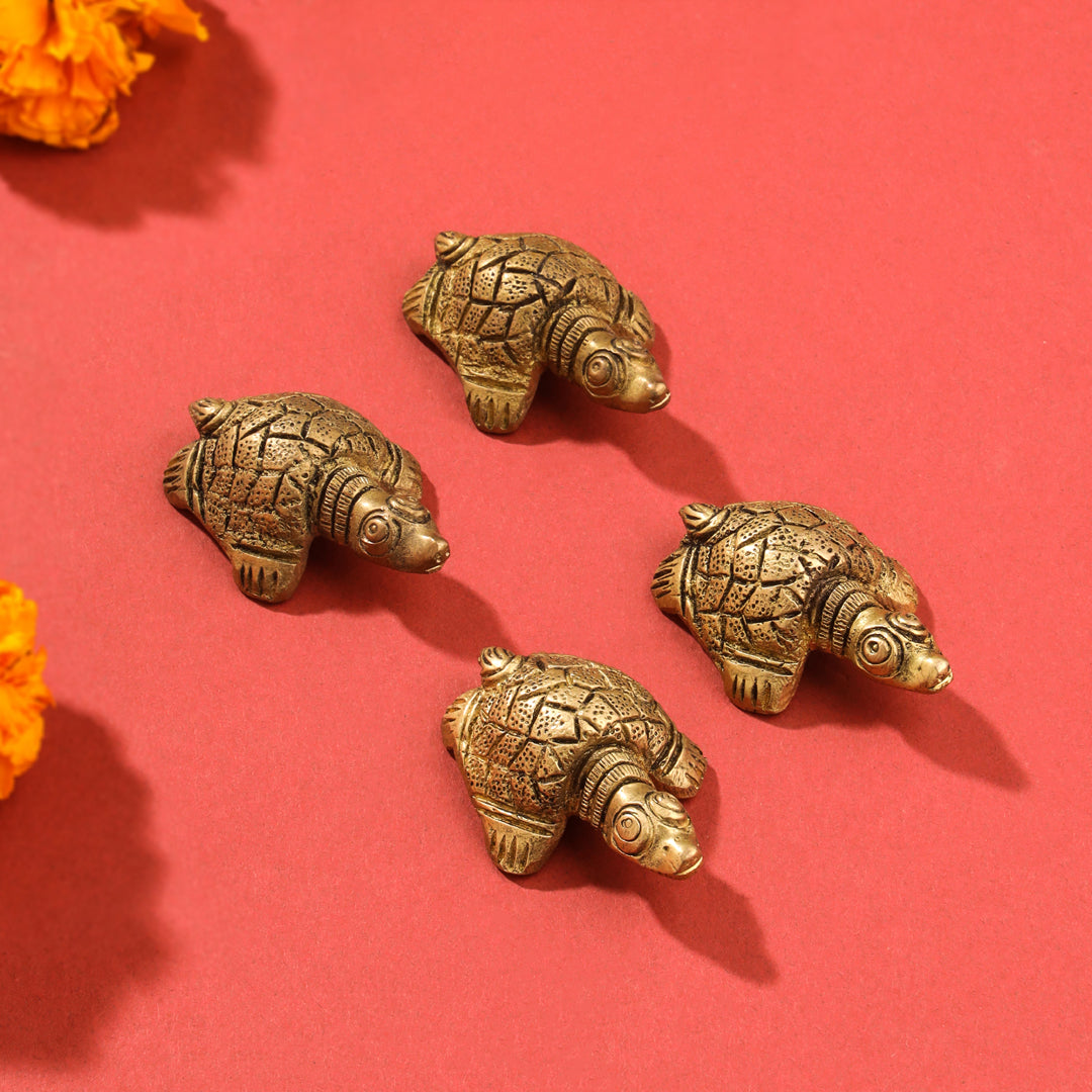 Brass Tortoise Vastu/Feng Shui Set Of Four (0.5 Inch) Vedansh Craft