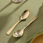 Brass Spoon Pair– Hammered Design (5.5 INCH) Vedansh Craft