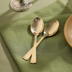 Brass Spoon Pair– Hammered Design (5.5 INCH) Vedansh Craft