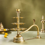 Brass Traditional 21 Petal Ganga Aarti (16.5 Inch) Vedansh Craft