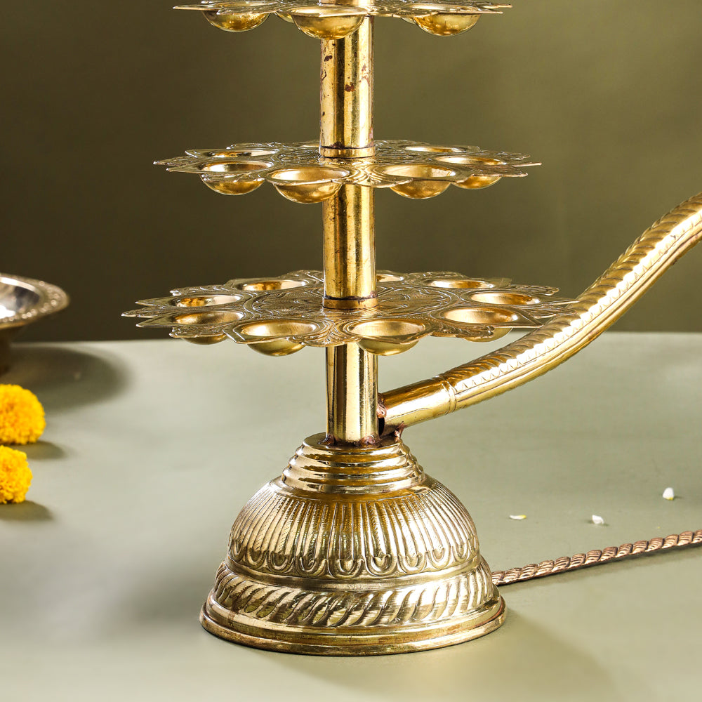Brass Traditional 21 Petal Ganga Aarti (16.5 Inch) Vedansh Craft