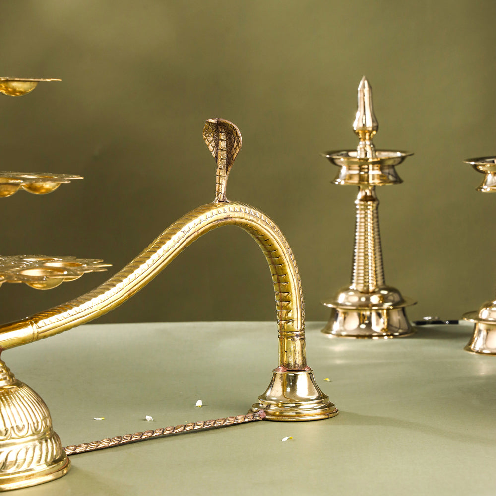 Brass Traditional 21 Petal Ganga Aarti (16.5 Inch) Vedansh Craft