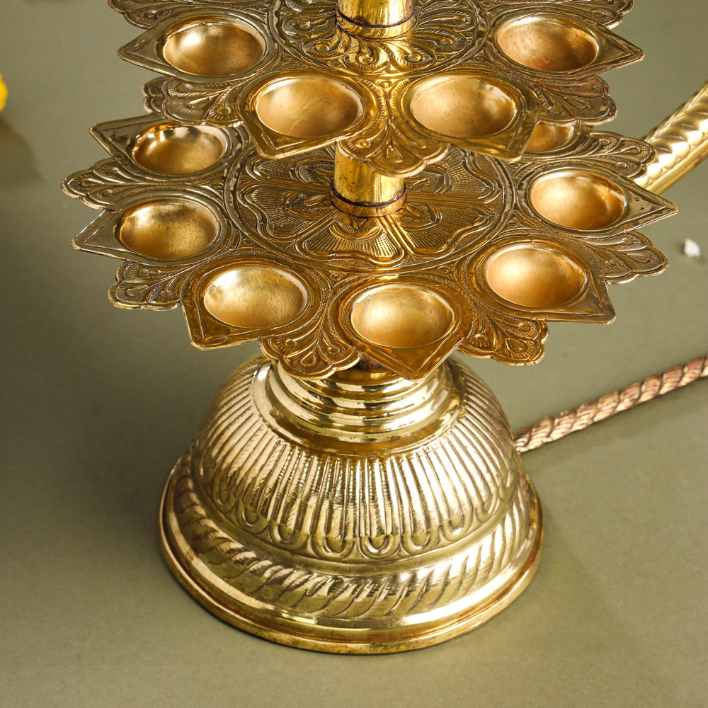 Brass Traditional 21 Petal Ganga Aarti (16.5 Inch) Vedansh Craft