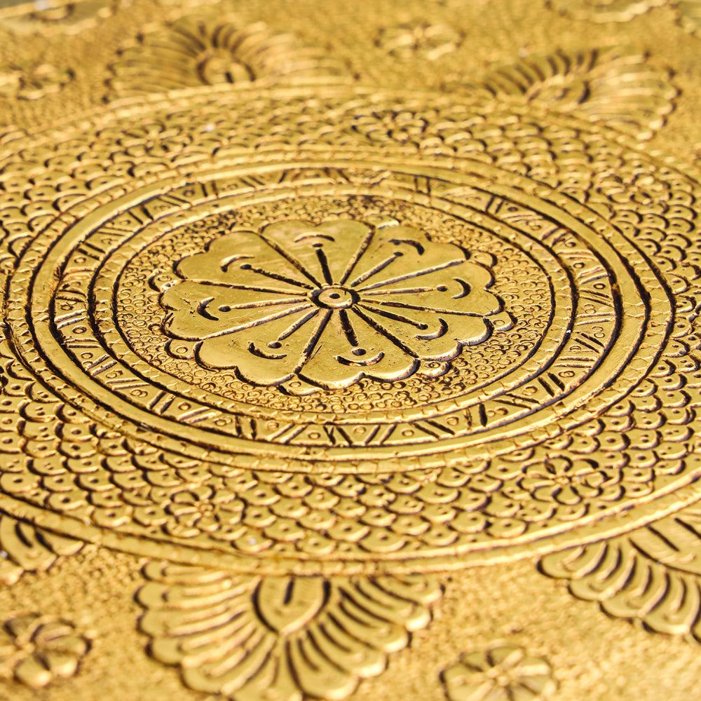 Brass Chowki With Bells (5 Inch) Vedansh Craft