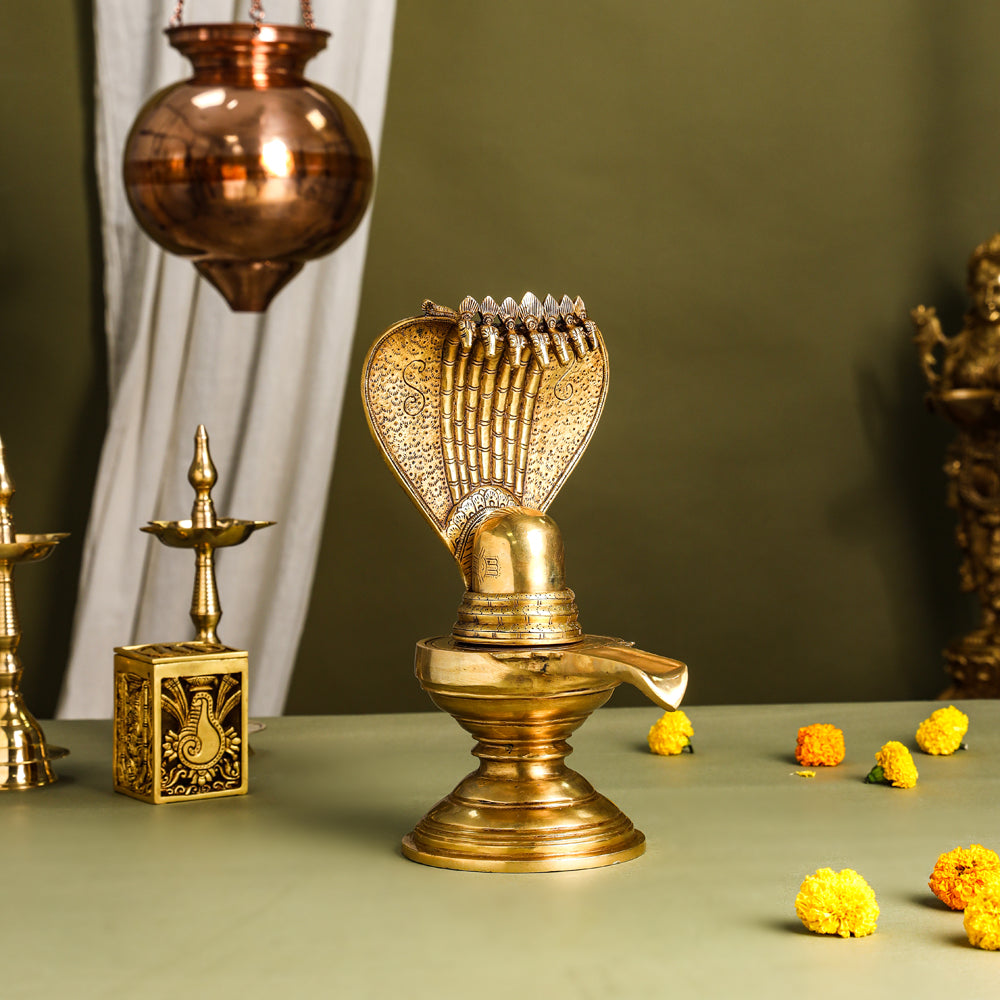 Brass Superfine Shivling/Shivlingam Idol (14 Inch) Vedansh Craft