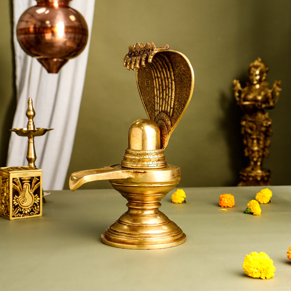 Brass Superfine Shivling/Shivlingam Idol (14 Inch) Vedansh Craft