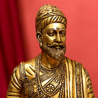 Brass Chatrapati Shivaji Maharaj Bust Sculpture (7.5 Inch) Vedansh Craft