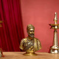 Brass Chatrapati Shivaji Maharaj Bust Sculpture (7.5 Inch) Vedansh Craft