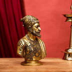 Brass Chatrapati Shivaji Maharaj Bust Sculpture (7.5 Inch) Vedansh Craft
