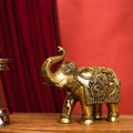 Brass Handcarved Elephant Statue (10 Inch) Vedansh Craft