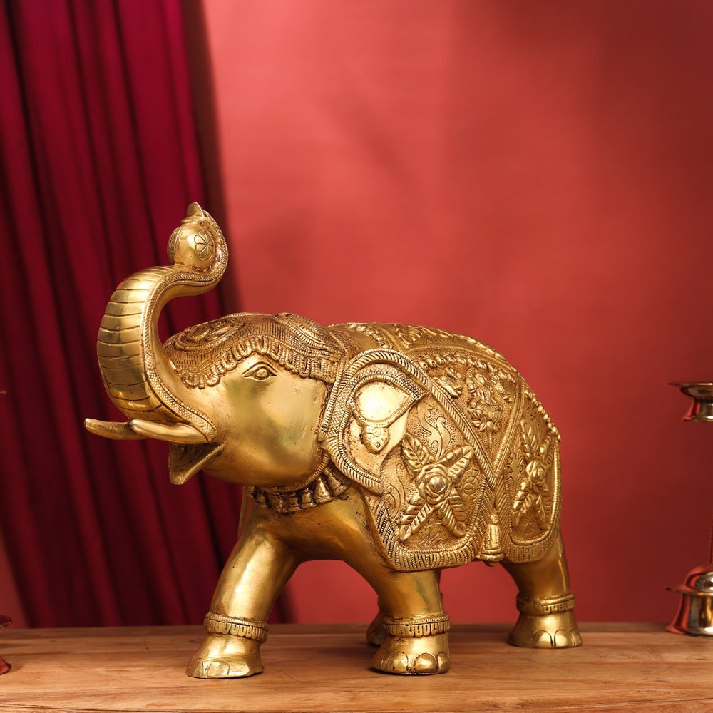 Brass Royal Elephant Statue (13.5 Inch) Vedansh Craft