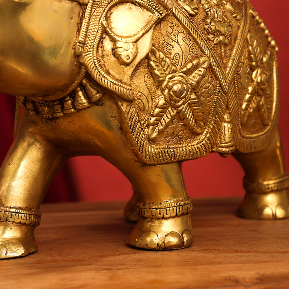 Brass Royal Elephant Statue (13.5 Inch) Vedansh Craft