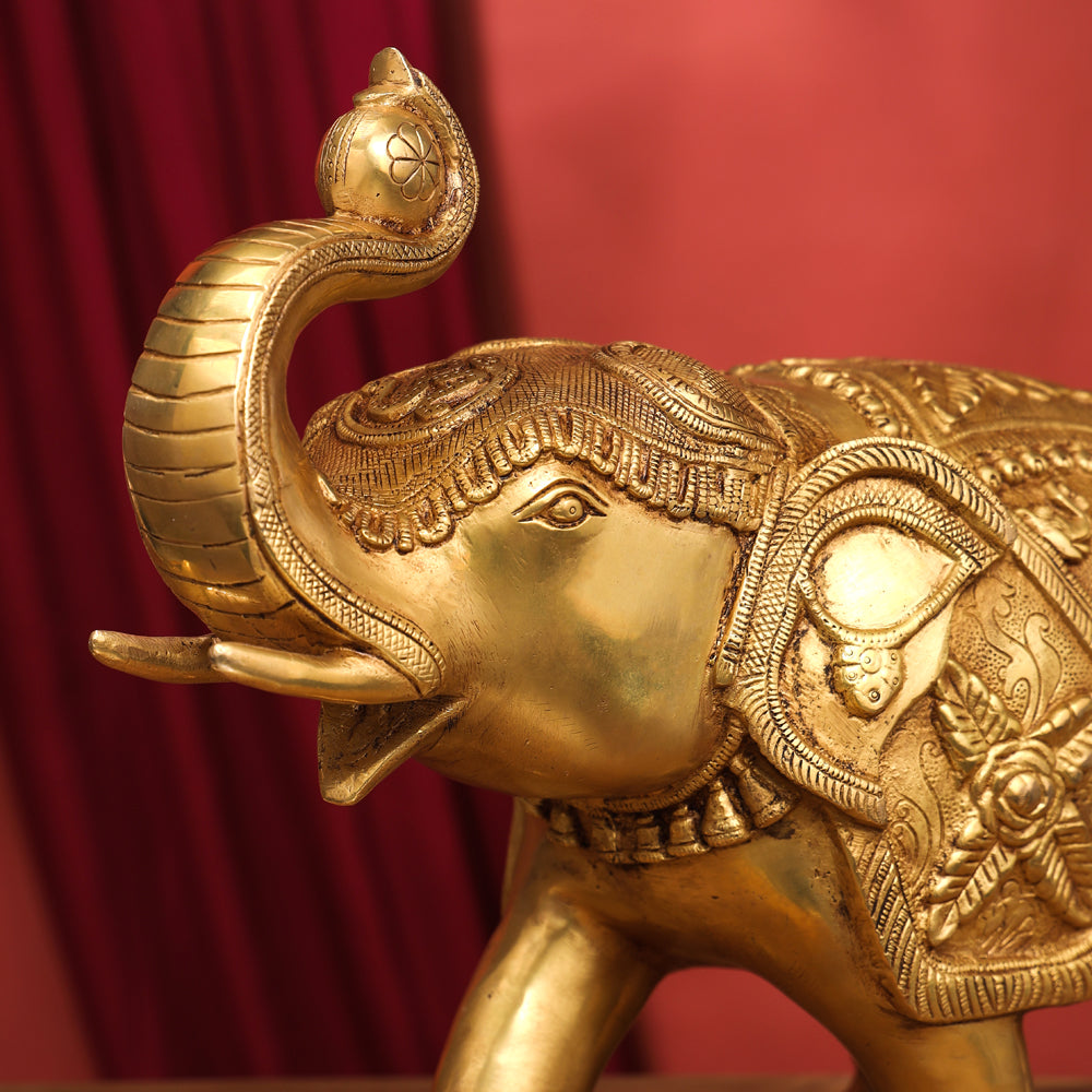 Brass Royal Elephant Statue (13.5 Inch) Vedansh Craft