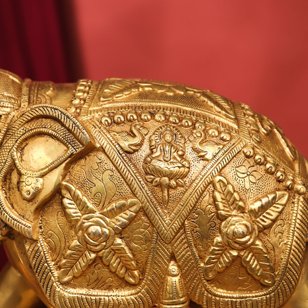 Brass Royal Elephant Statue (13.5 Inch) Vedansh Craft