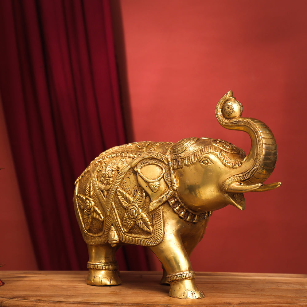 Brass Royal Elephant Statue (13.5 Inch) Vedansh Craft